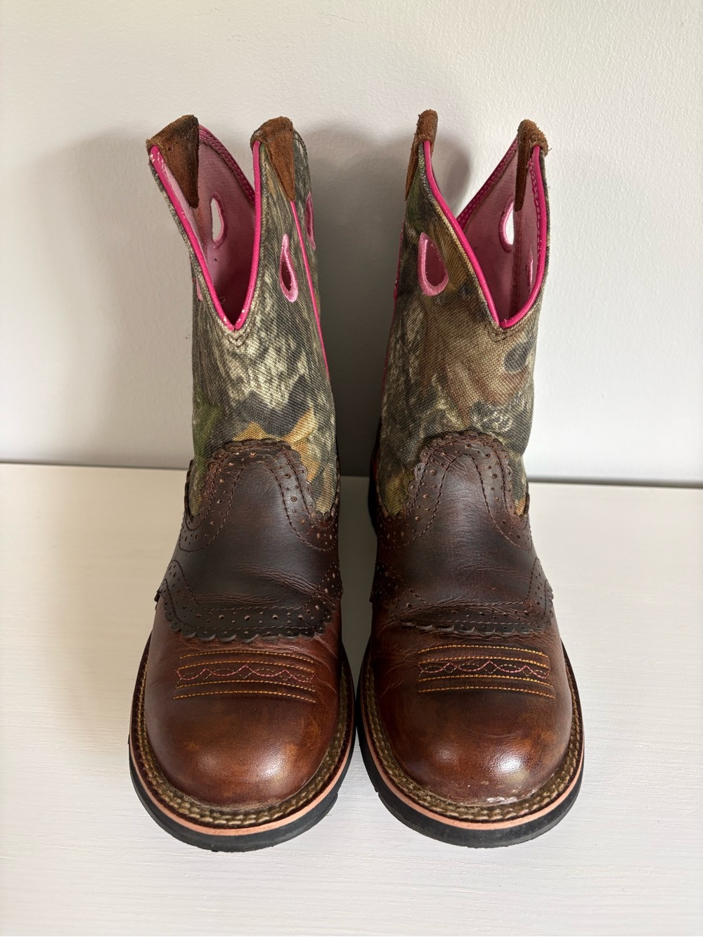 Ariat Fatbaby Cowgirl Camo Pink Western Boots 7.5B - Picture 2 of 12